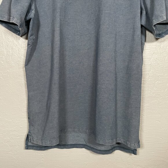 Lululemon Men M Blue Chambray Commission Short Sleeve T-Shirt Crew Neck Stretch - Picture 2 of 8